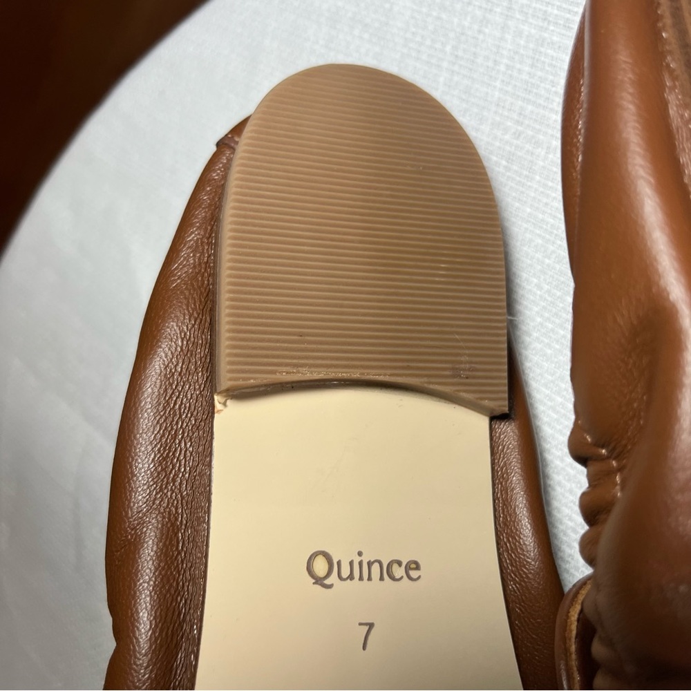 Quince Italian Leather Soft Loafer Ballet Flats Shoes Cognac Brown Prep Womens 7 - Picture 9 of 11